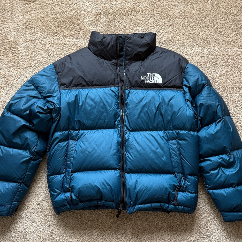 The North Face Teal and Black Nuptse Down Jacket